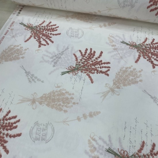 Kiremit Lavanta Çiçeği Poplin Kumaş