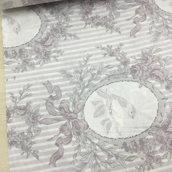 Gri Aynalı Serçe Poplin Kumaş