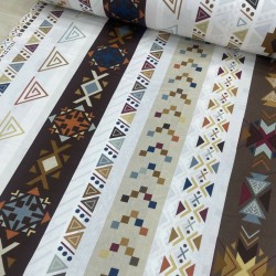 Wella Home Kilim Desen Kahve Poplin Kumaş