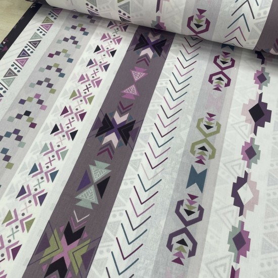 Wella Home Kilim Desen Lila Poplin Kumaş