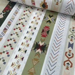 Wella Home Kilim Desen Yeşil Poplin Kumaş