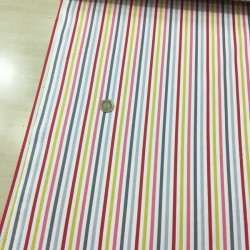 Çizgiler Sarı Kırmızı Poplin Kumaş