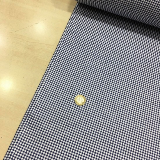 Küçük Kareli Lacivert Poplin Kumaş