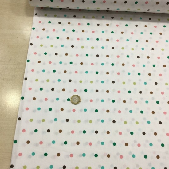 Noktalar Pembe Poplin Kumaş