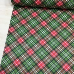 Yılbaşı Yeşil Ekose Poplin Kumaş