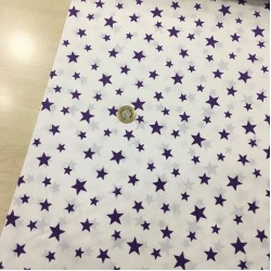 Yıldızlar Beyaz Mor Poplin Kumaş