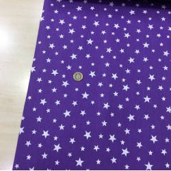Yıldızlar Mor Beyaz Poplin Kumaş