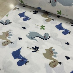 İndigo Bej Dino Pazen Kumaş