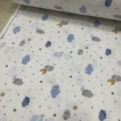 Küçük Mavi Yıldızlı Bulutlar Pazen Kumaş
