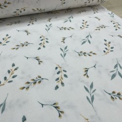 Mint Yeşili Zeytin Dalı Pazen Kumaş