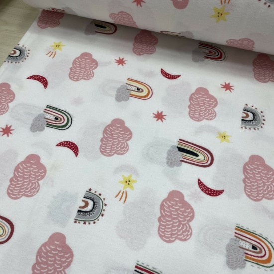 Pembe Bulut Gökkuşağı Pazen Kumaş