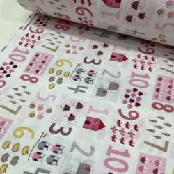 Pembe Rakamlar Pazen Kumaş