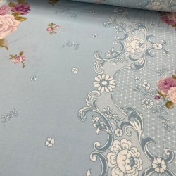 Lila Büyük Gül Pazen Kumaş