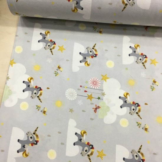 Gri Unicorn Pazen Kumaş
