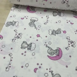 Pembe Aylı Fil Pazen Kumaş