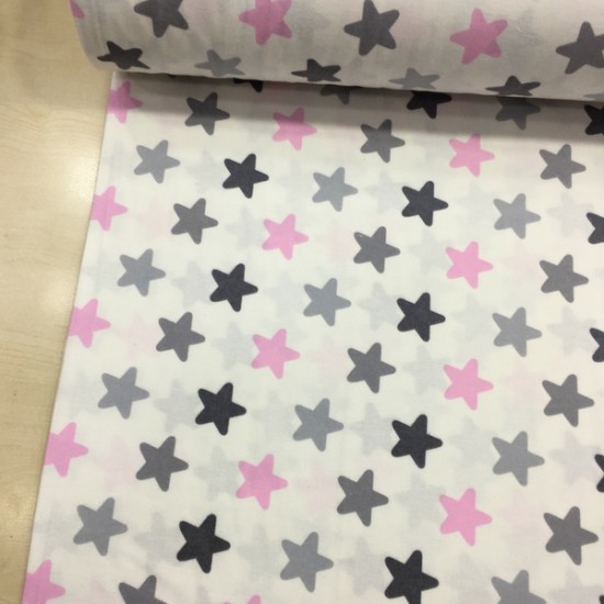 Pembe Gri Yıldız Pazen Kumaş
