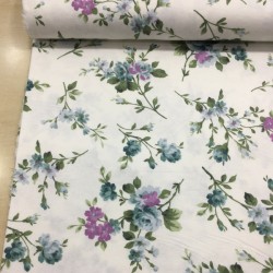 Petrol Mavi Çiçekler Pazen Kumaş