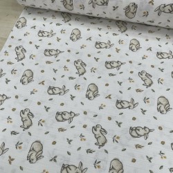 Bej Sevimli Tavşan Müslin Kumaş