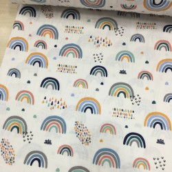 Pembe Gri Gökkuşağı Müslin Kumaş