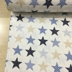 Büyük Mavi Yıldız Müslin Kumaş
