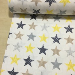 Büyük Sarı Yıldız Müslin Kumaş