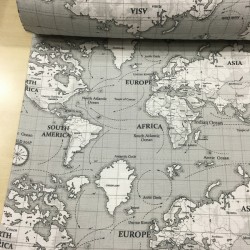 Gri Harita Müslin Kumaş