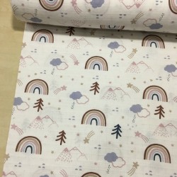 Leylak Gökkuşağı Müslin Kumaş