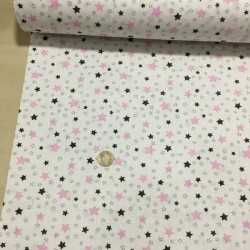 Minik Pembe Yıldız Müslin Kumaş