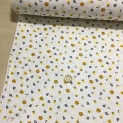 Minik Sarı Çiçek Müslin Kumaş