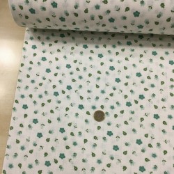 Minik Yeşil Çiçek Müslin Kumaş