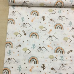 Pastel Gökkuşağı Müslin Kumaş