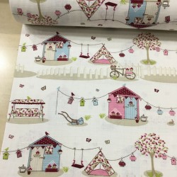 Pembe Bahçe Müslin Kumaş