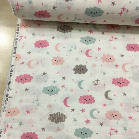 Pembe Bulut Müslin Kumaş