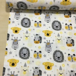 Sarı Neşeli Kafalar Müslin Kumaş