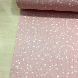 Yıldızlar Pudra Müslin Kumaş