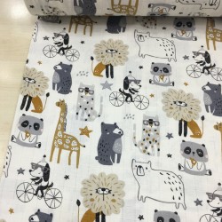 Gri Sevimli Hayvanlar Müslin Kumaş