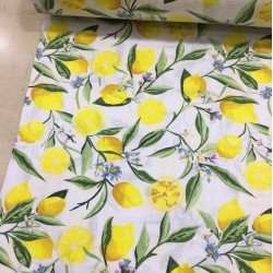 Limon Dalı Desenli Müslin Kumaş