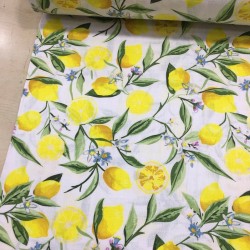 Limon Dalı Desenli Müslin Kumaş