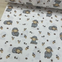 Gri Sevimli Kuzu Müslin Kumaş